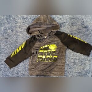 Koala Kids Gray and Black Football Hoodie with Neon Yellow